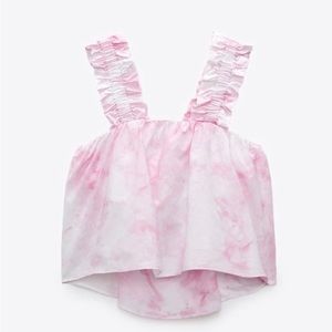Pink Zara tie dye poplin top